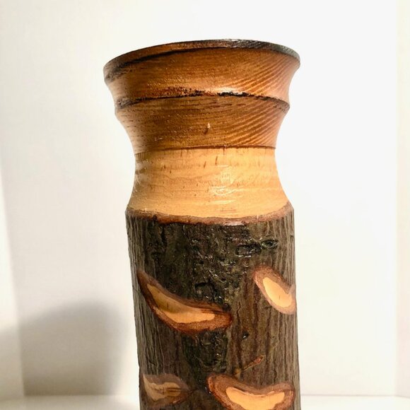 Rustic Vintage Wooden Candlestick Holder. Tiki Bar Candle. - Picture 3 of 5